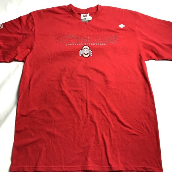 Nike Ohio State Buckeyes Basketball T-Shirt Mens Large Red OSU Witness Flaw - Picture 2 of 5